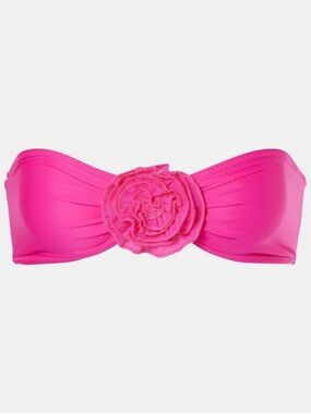 Brand New Same Swim Bandeau Bikini Top w/ Rosette in Fuschia Size Small
